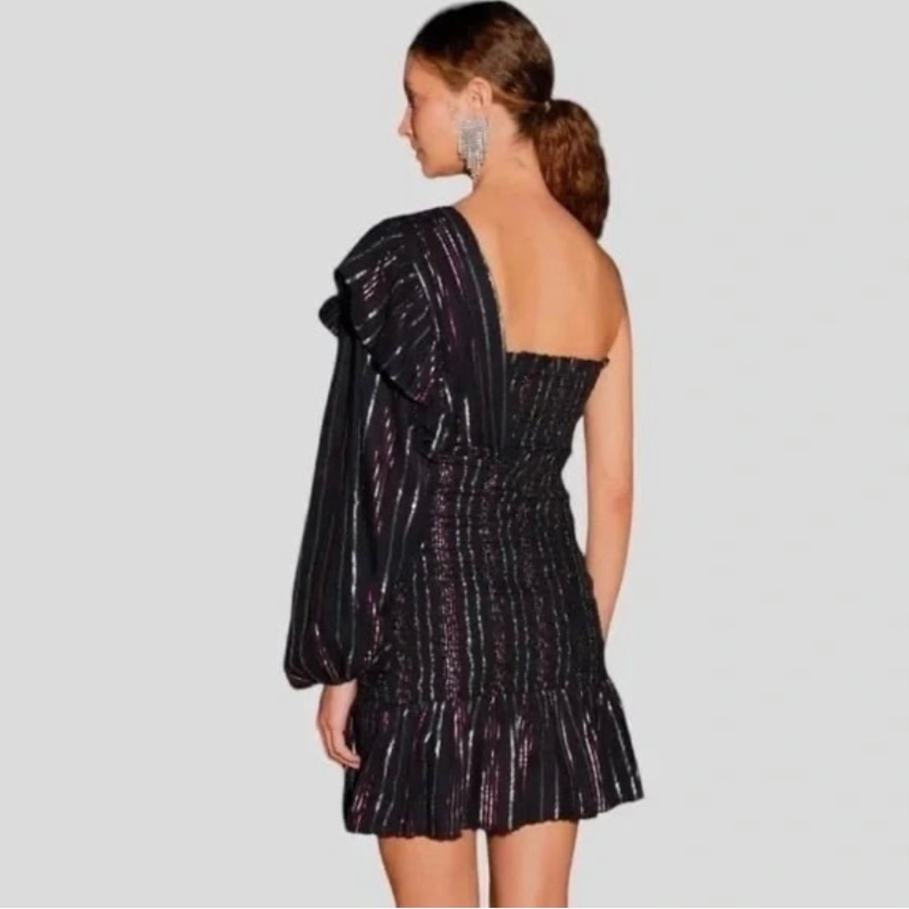 Farm Rio Lurex Stripped Glitter Mini Dress Size Small - Picture 2 of 8